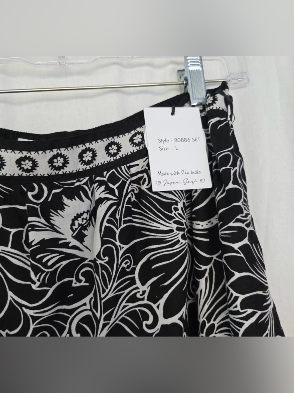Japna Black and White Floral Midi Two-Piece Set - Picture 3 of 10